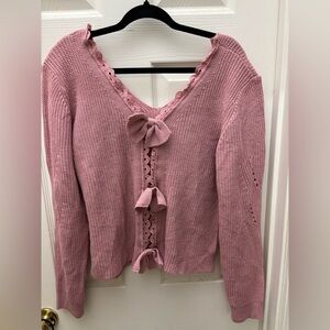 Pink Bow-Accent Women's Sweater